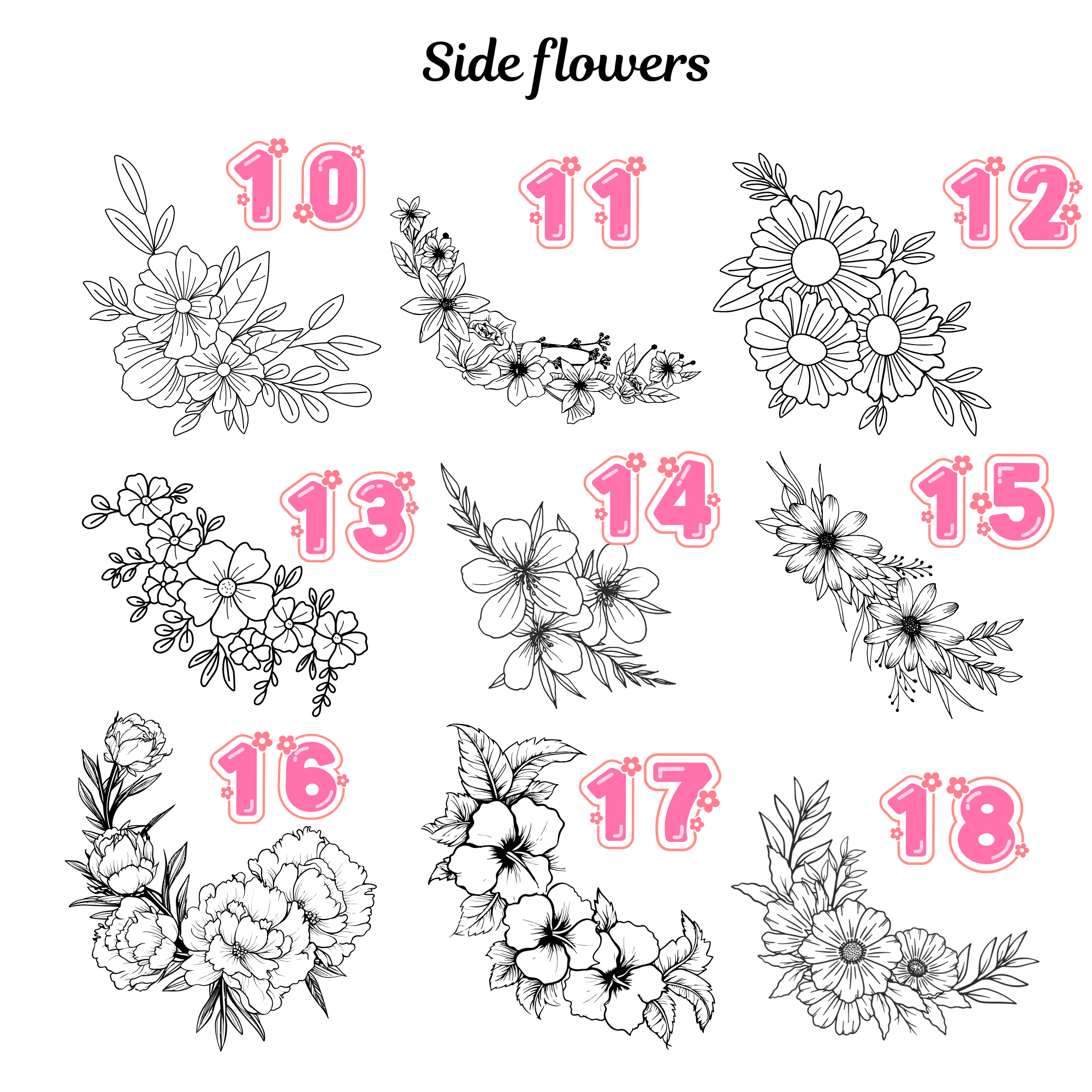 Diseño de flores laterales