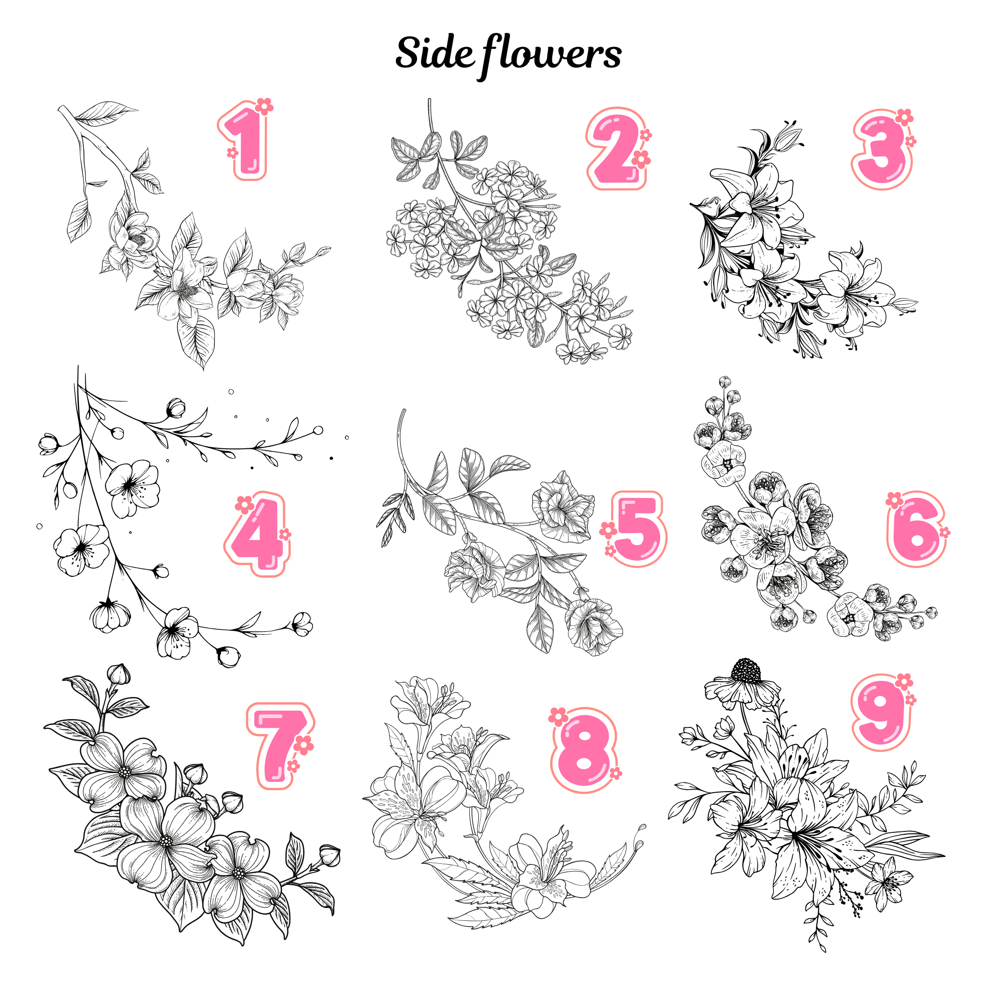 Diseño de flores laterales